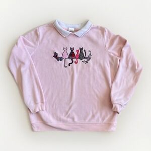 Medium Pink Cat embroidered granny core